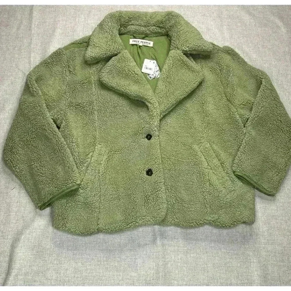 Free People Jacket Joplin Teddy Sweet Pistachio Sz XL Green NWT $198 - Picture 3 of 10